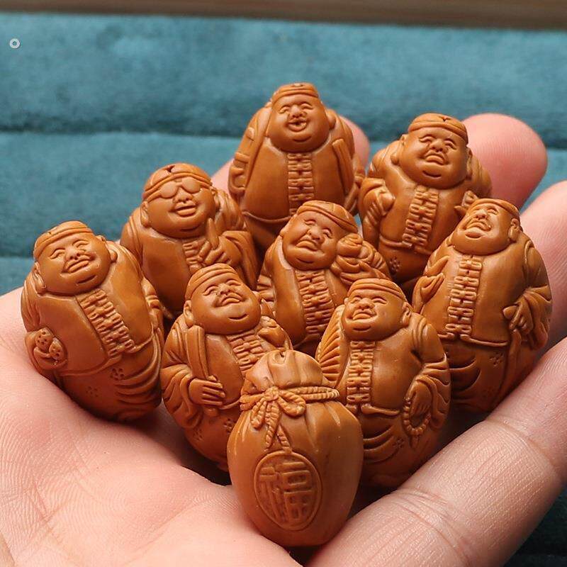 橄榄核手工雕刻地主老财单籽手串八大财神项链吊坠文玩手把件男女