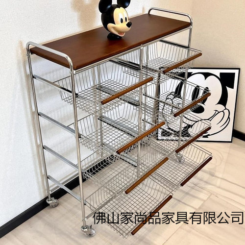 中古小推车置物架客厅移动带轮零食收纳多层家用复古厨房收纳架子