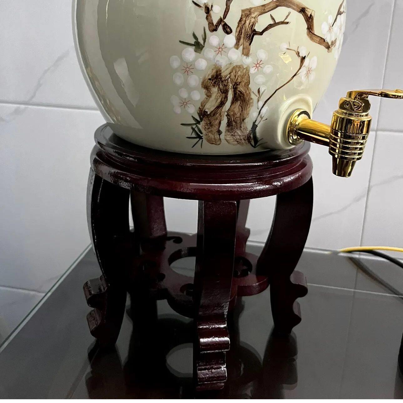 圆形加高花盆栽底座奇石佛像聚宝盆花瓶工艺品鱼缸客厅木托花架子