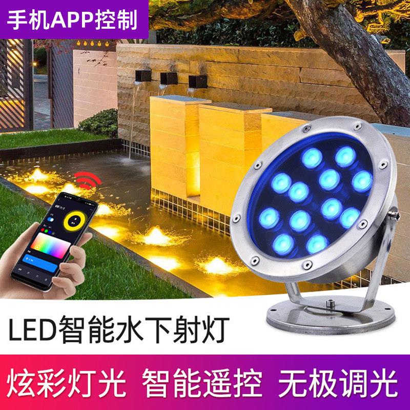 涂鸦智能全彩水底灯led防水鱼缸水底灯景观泳池灯喷泉水下投射灯