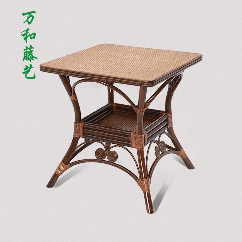 手工藤编织圆茶几家用圆桌简约阳台茶桌阳台方桌简约百搭简约角几