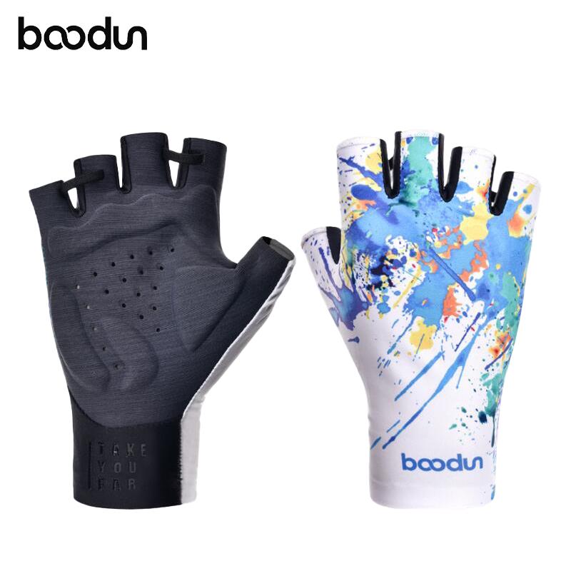 Boodun博顿新款涂鸦冰丝骑行半指手套夏季防晒男公路山地透气减震