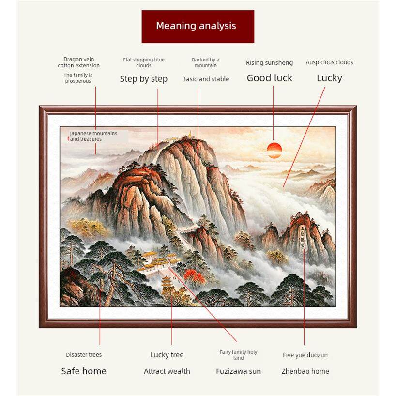 泰山日出画挂画办公室背画有山无水客厅背景画吸引财富国画入口横