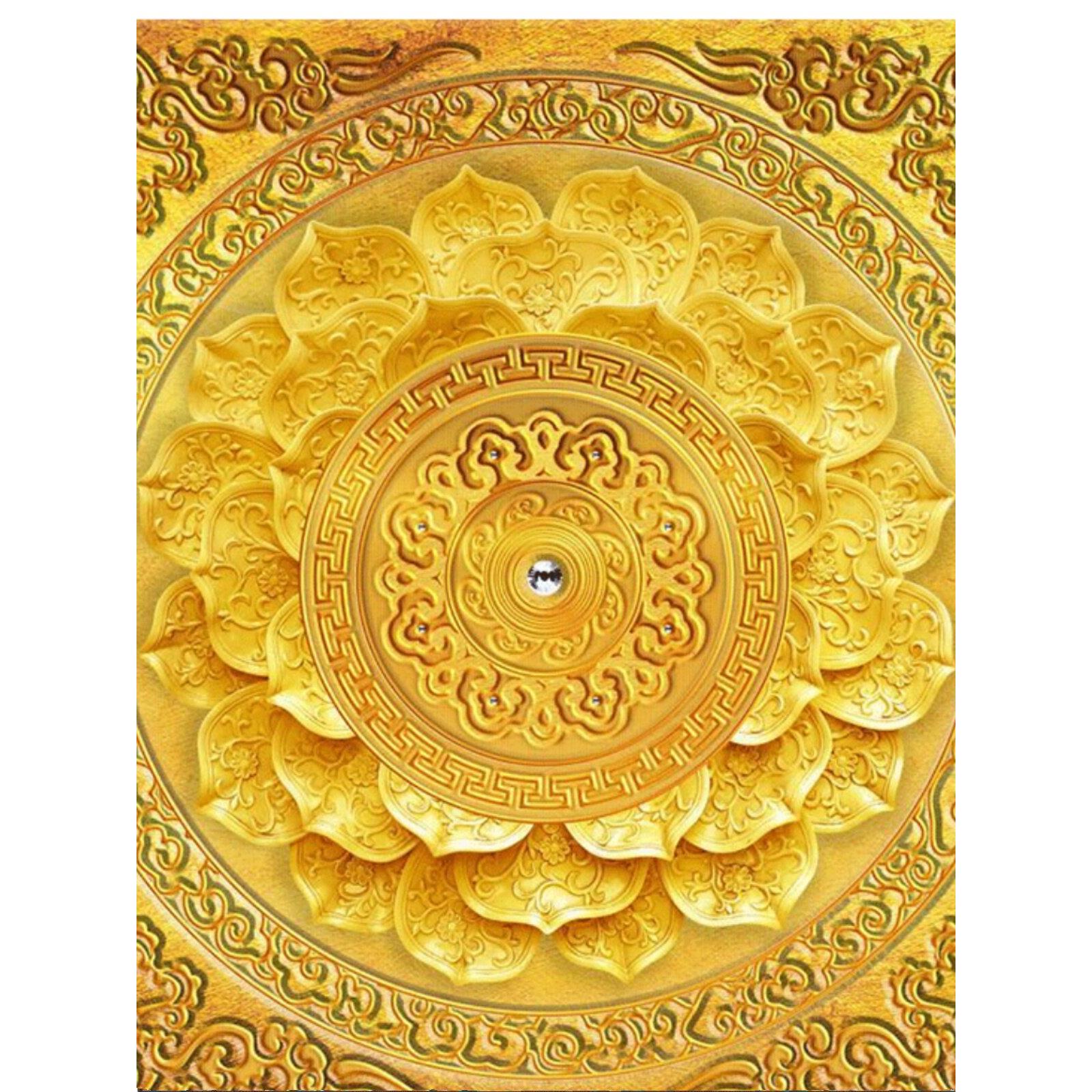 3d金色莲花佛堂顶棚墙纸六字真言吊顶自粘壁纸寺庙天花板装饰壁布