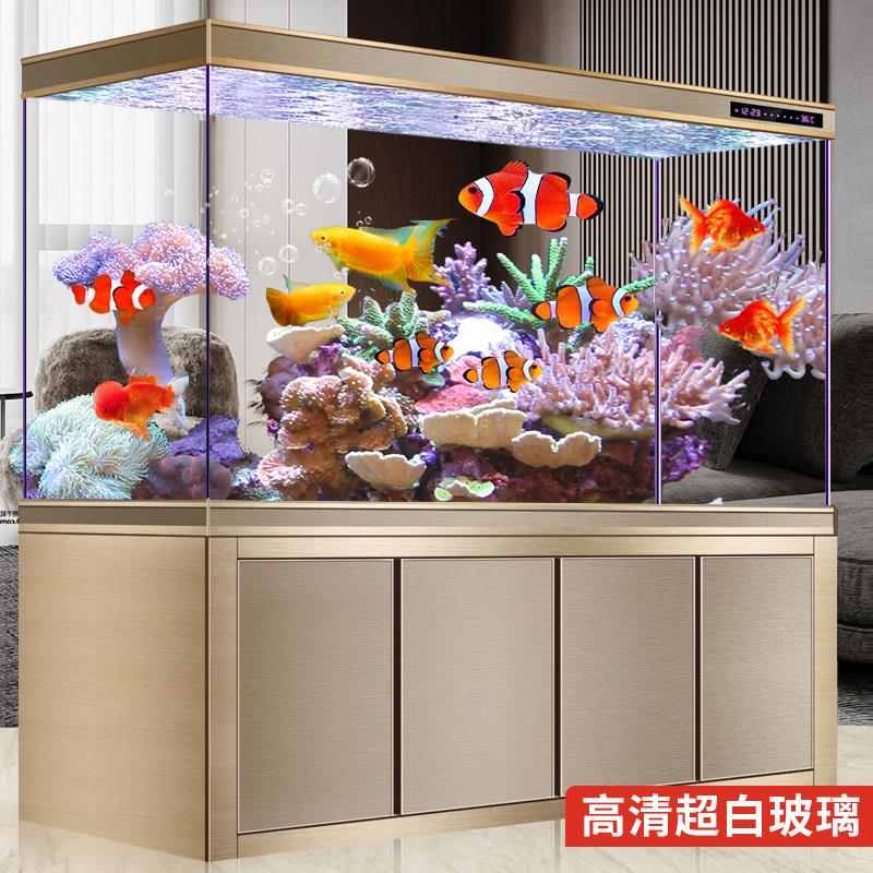龙鱼缸客厅大型水族箱底滤超白玻璃家用隔断生态金鱼缸自动免换水