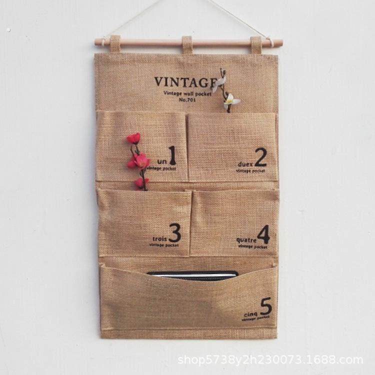 收纳挂袋墙挂式宿舍墙上入户门后棉麻布艺多口杂物收纳袋壁挂式,居家布艺,挂袋,淘宝优惠券,粉丝福利购,淘宝优惠卷