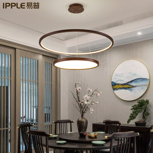 新中式LED餐厅吊灯现代简约创意大气客厅灯中国风圆环餐桌茶室灯