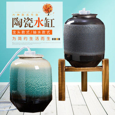 果青开片釉陶瓷水缸家用微过滤泡茶凉水壶 自动抽水纯净饮水机15