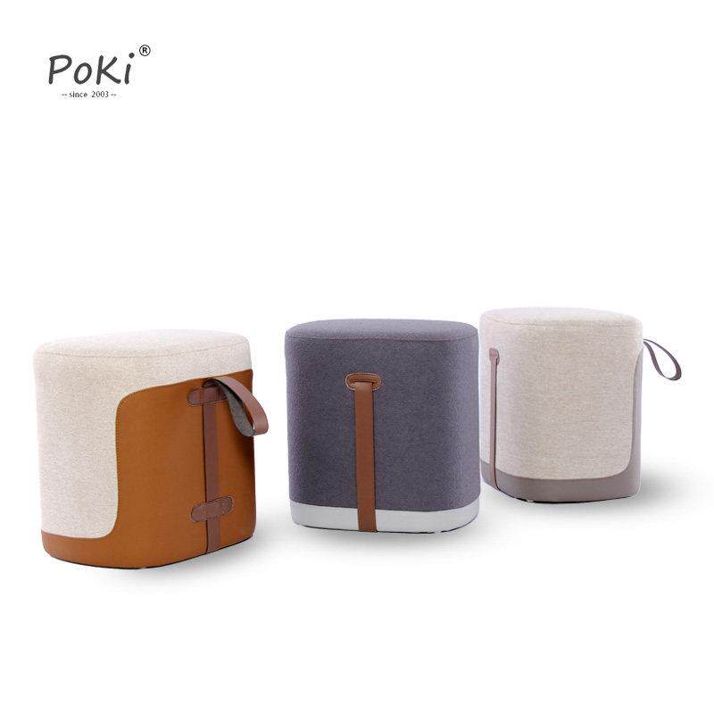 PoKi设计师北欧马鞍手提凳坐墩矮凳化妆椅创意客厅门口布艺换鞋凳