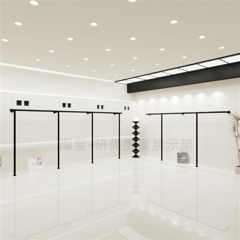 服装店展示架上墙架陈列架铁艺烤漆哑黑色落地架男女装店货架专用
