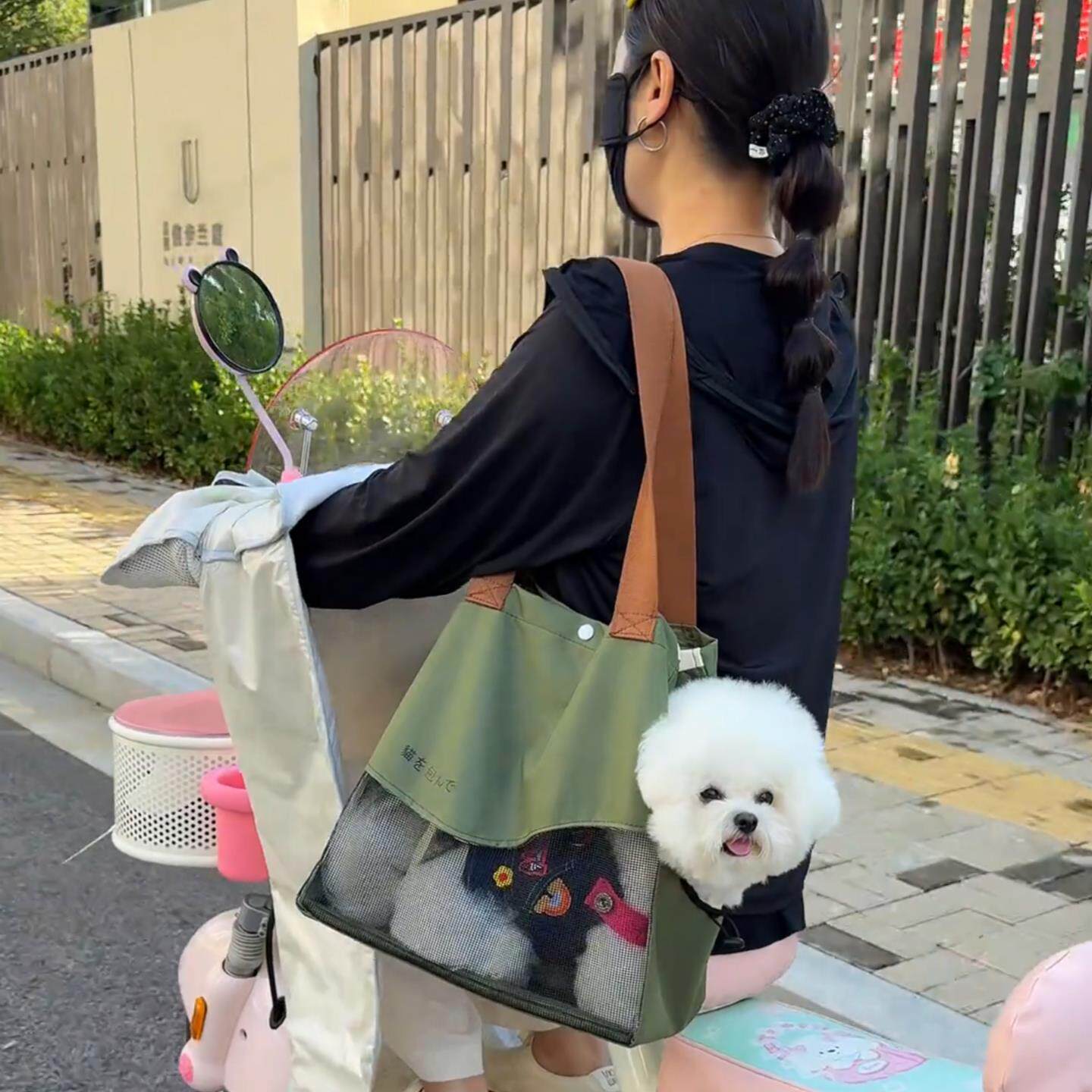 小狗外出包宠物可携式帆布猫包单肩揹包透气斜挎可露头手提式宠物