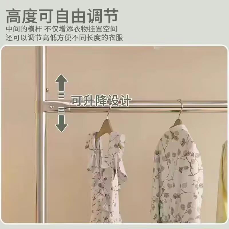 双层落地挂衣架上下杆带轮两层晾衣架服装店非不锈钢管移动展示架