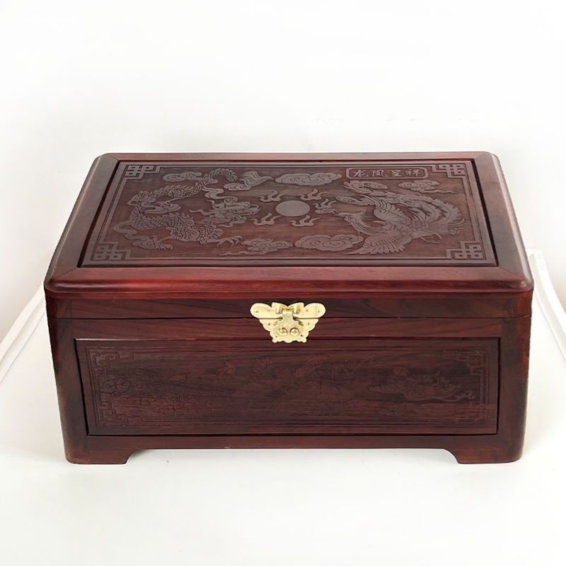 实木婚礼首饰盒40*25*18.5cm双层大容量中式复高档古彩礼箱带锁,收纳整理,首饰盒,淘宝优惠券,粉丝福利购,淘宝优惠卷