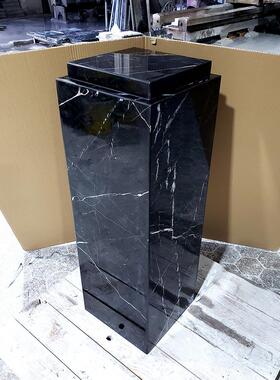 双层天然黑白根大理石底座艺术品展示台工艺品摆件柱客厅雕塑立柱