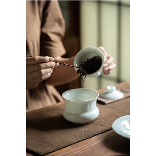 梵乙影青小建水现代简约小号茶渣桶功夫茶道配件水盂茶渣桶茶水桶