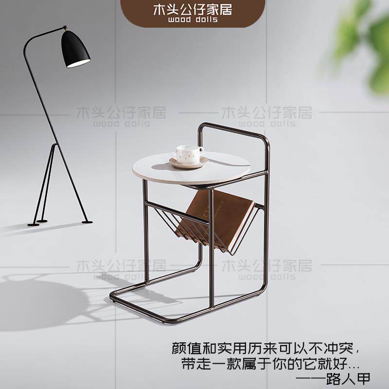 简约客厅边几合集意式极简轻奢方圆异形金属不锈钢岩板小茶几角几