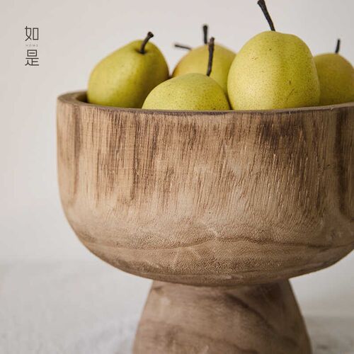 如是/侘寂风实木果盘果盆原木水果盘摆件民宿客厅装饰品复古托盘