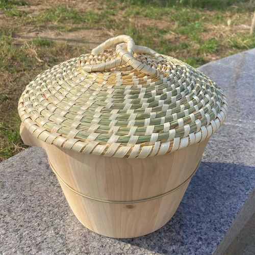 纯手工麦秆茅草草帽锅盖蒸汽石锅柴火灶木桶甑子酒缸盖铝锅蒸锅盖