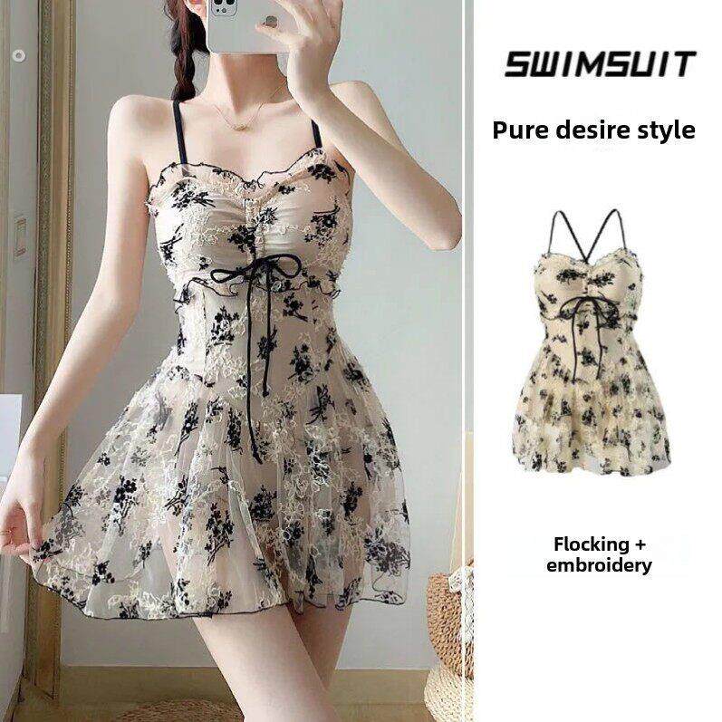 泳衣女纯欲风夏季新款小个子爆款保守遮肚显瘦性感美背连体游泳衣