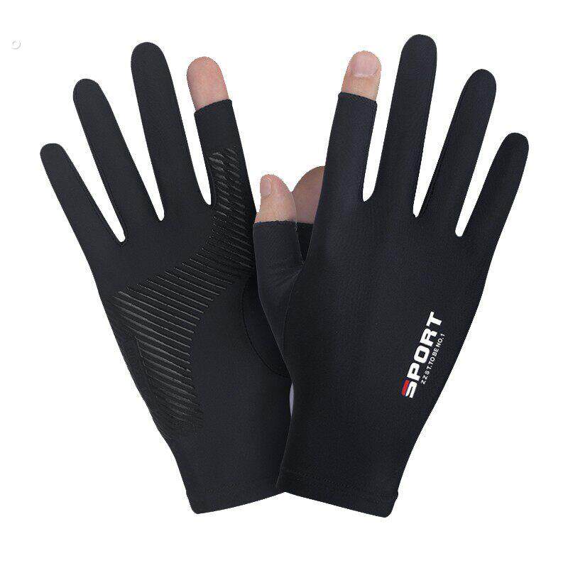 滑雪手套内胆滑雪内胆手套保暖防滑手套露指薄绒弹力开车黑灰分指