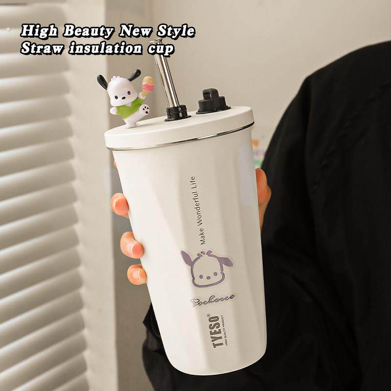 保温杯水杯女2025新款高颜值杯子带吸管办公室大容量男咖啡杯