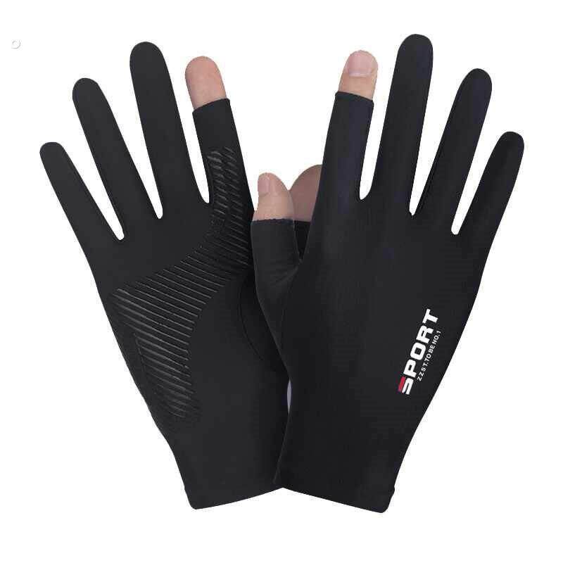 滑雪手套内胆滑雪内胆手套保暖防滑手套露指薄绒弹力开车黑灰分指