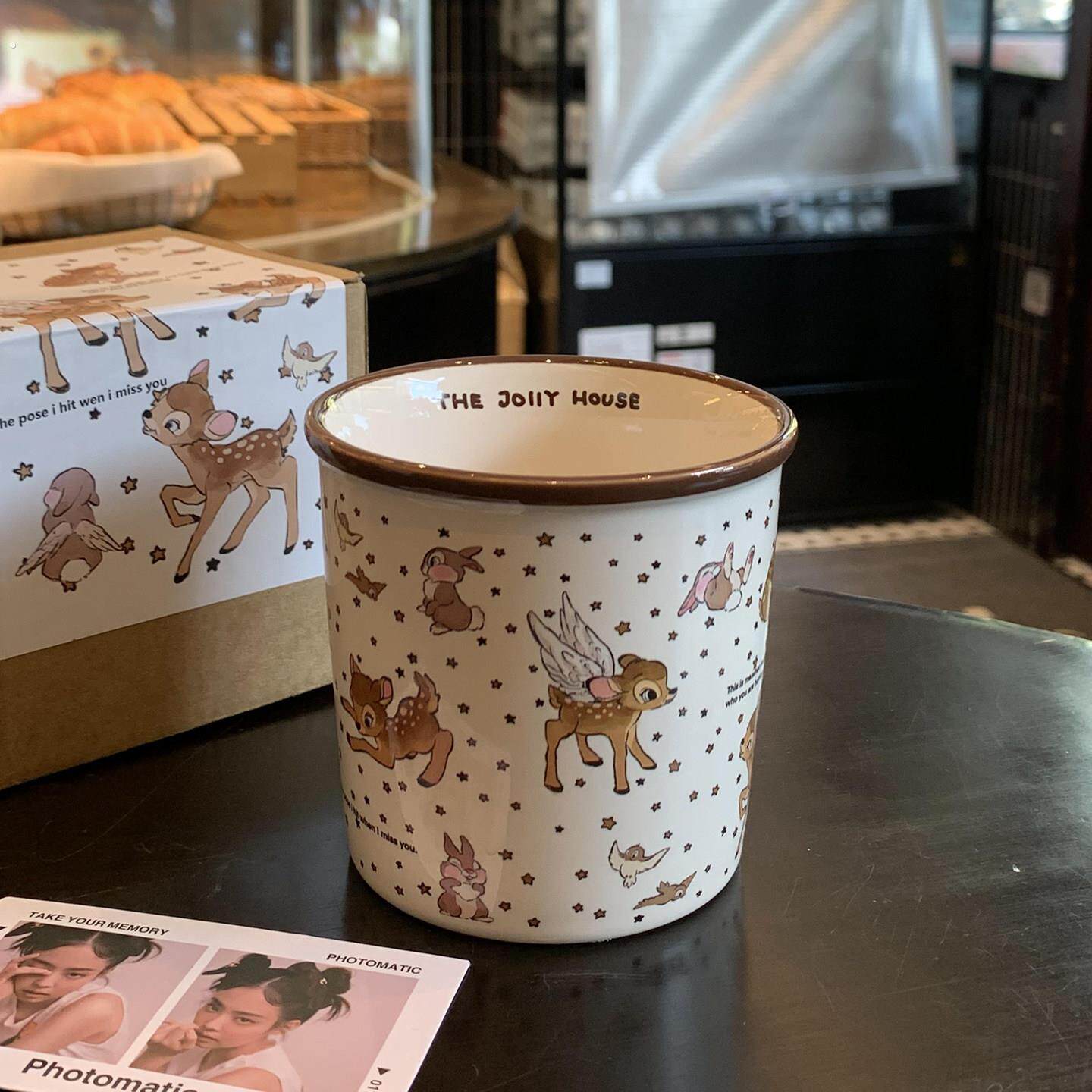 可爱小鹿咖啡杯女士个人专用陶瓷杯大容量马克杯女生高颜值牛奶杯