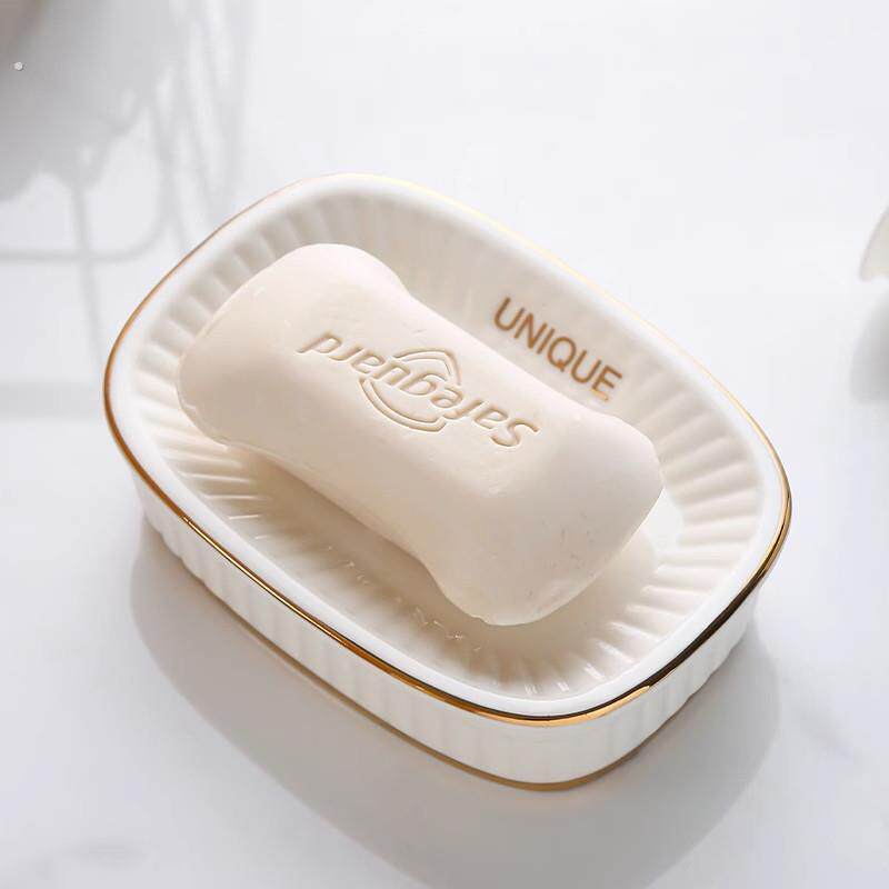 轻奢香皂盒家用高档浴室沥水肥皂盒陶瓷卫生间免打孔双层简约风