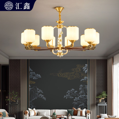 全铜水晶吊灯新中式客厅吊灯