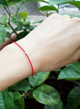 极细小红绳超细手工编织玛瑙手链情侣本命年转运不掉色in手绳脚绳