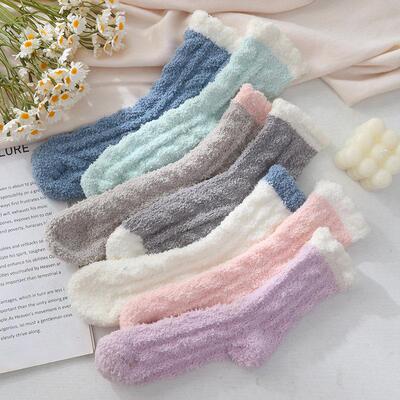 珊瑚绒月子袜子女产后加绒加厚棉袜家居睡眠保暖睡觉地板袜秋冬季
