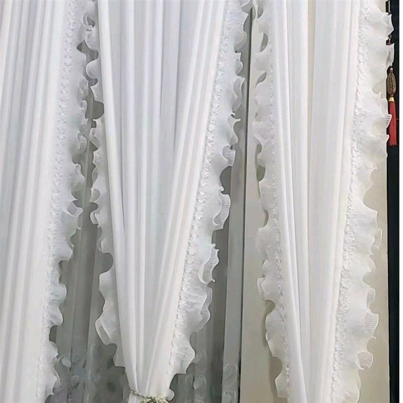 新款窗帘装饰立边七叶花木耳边侧边窗纱配饰辅料装饰拼接花边