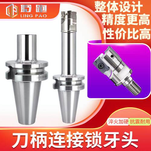 数控刀杆锁牙式刀柄BT30/40/50-TFM钨钢抗震可换式锁牙头加长直柄