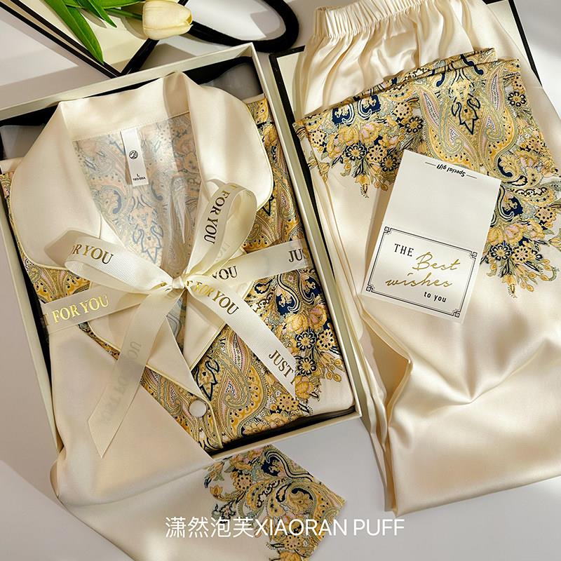 覆古轻奢冰丝睡衣礼盒女家居服送婆婆妈妈三八妇女节母亲节礼物