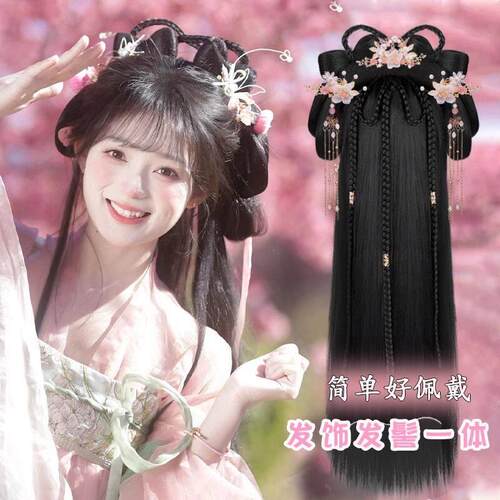 古风汉服假发一体式全套头饰古装懒人发箍假发髻盘发造型日常发包