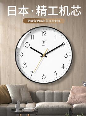 北极星精工机芯挂钟简约客厅表挂墙家用时尚现代石英钟万年历钟表