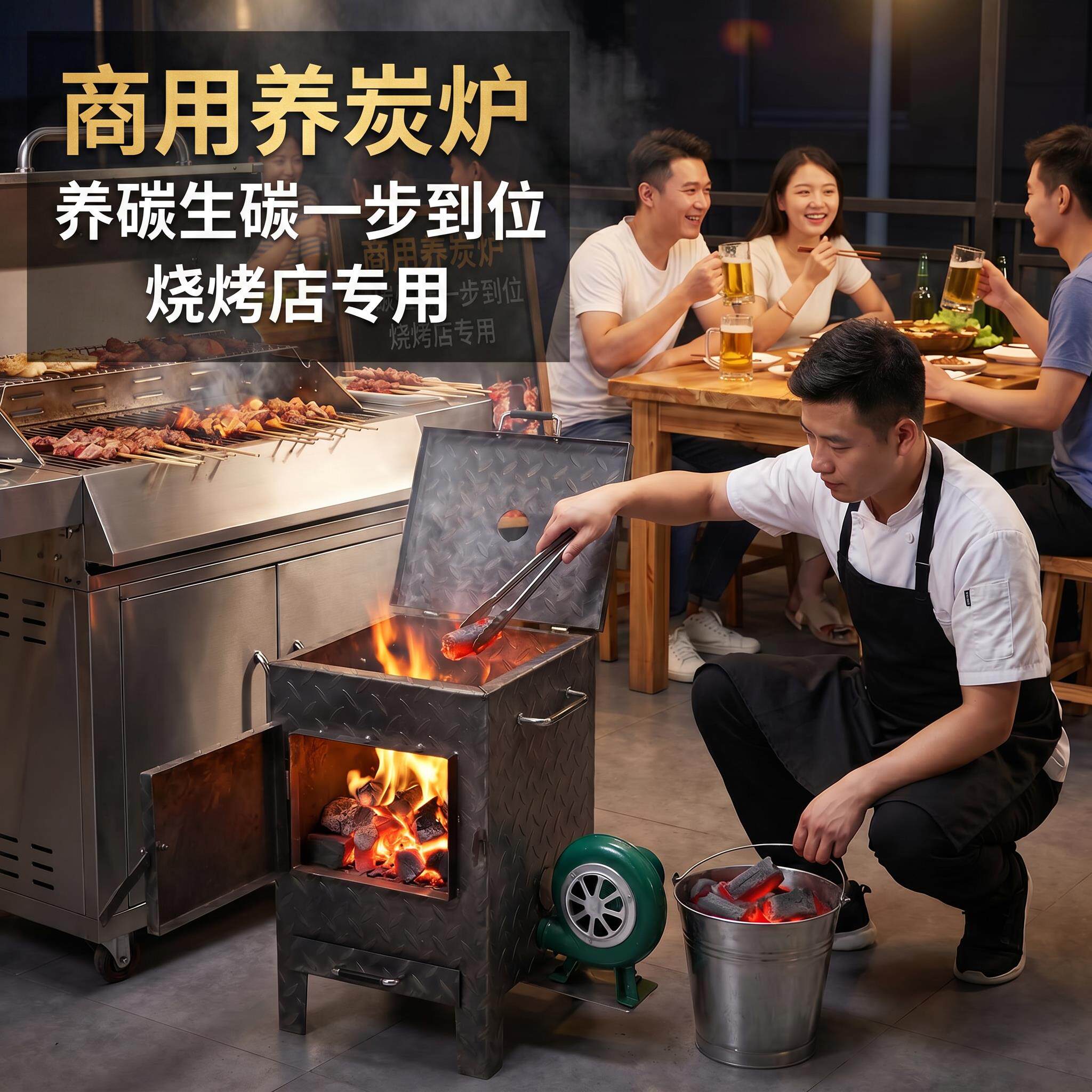 养碳烤炉商用加厚耐烧隔热养炭炉子烧烤烤肉店专用点碳机木炭引火