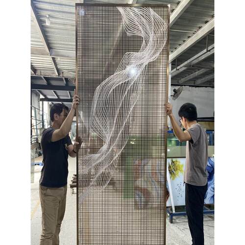 定做夹丝夹胶玻璃艺术热熔工艺隔断玄关屏风背景墙酒店会所餐厅
