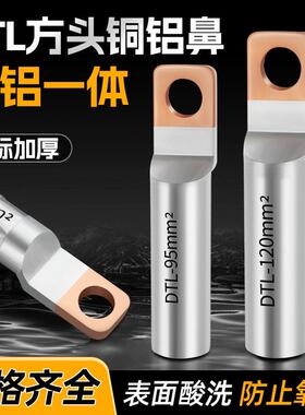 国标方头铜铝过渡鼻子DTLF-70/95/120光伏空开断路器专用接线端子