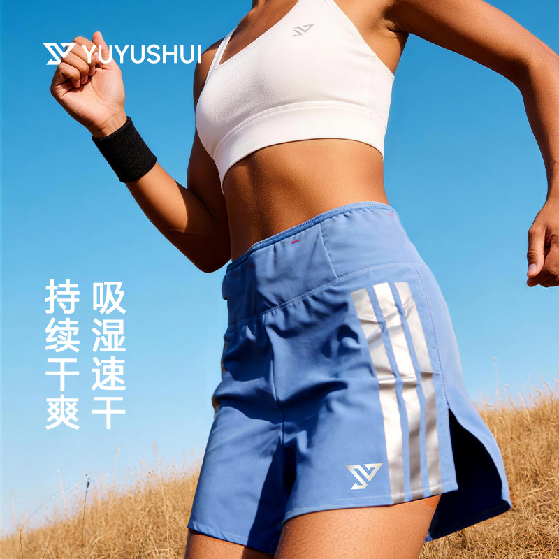 健身短裤男运动裤带内衬马拉松跑步四分裤子热裤网球裤训练放手机