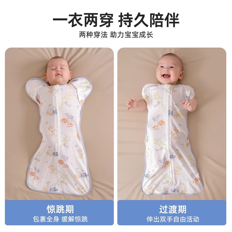 婴儿防惊跳睡袋鸡翅睡袋夏季薄款竹纤维小月龄宝宝投降式新生儿图片