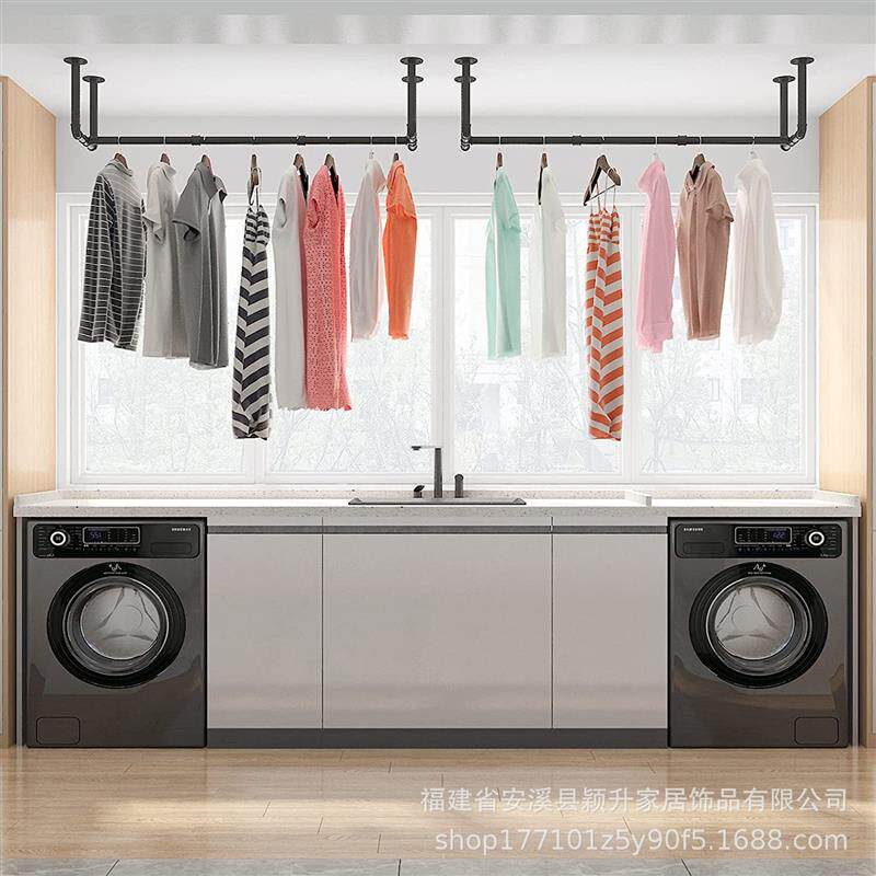 工业风壁挂式衣服架服装店铁艺衣帽架服装道具做旧水管展示架