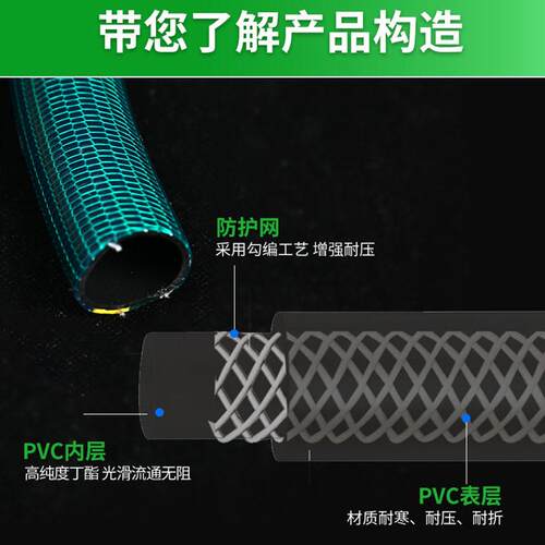 pv爆c勾编软强管加厚耐磨管材005pvc勾防抗压洗车花园水管给水v管