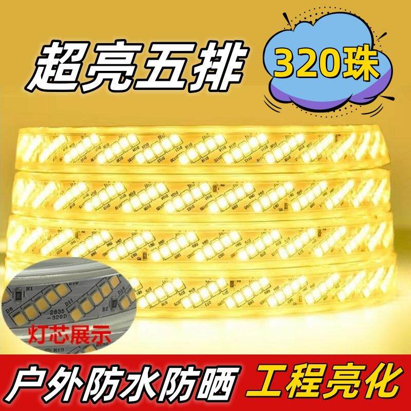 led灯带220V客厅家用吊顶灯条户外工程超亮背景墙灯带条防水线