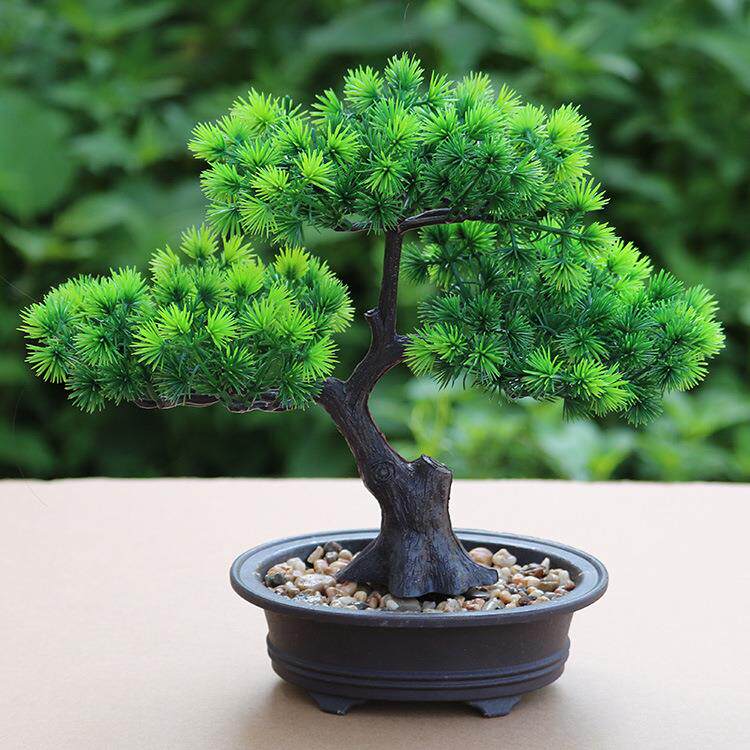 仿真松树家居室内绿色植物装饰假花盆栽摆件假树大迎客松塑料盆景