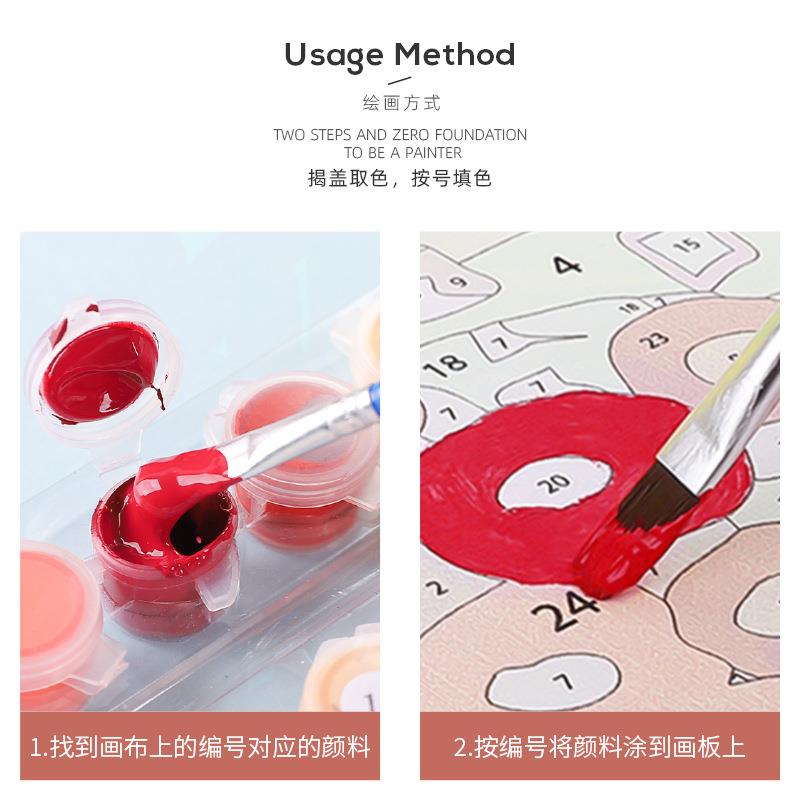 6S数字油画diy填充新婚快乐百年好合油彩填色手绘丙烯喜字闺蜜结