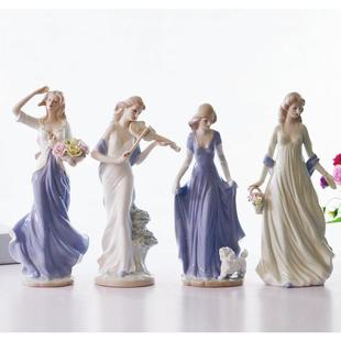 欧美美精美人物饰品陶瓷工艺品简约家居客厅陈设卧室装饰品
