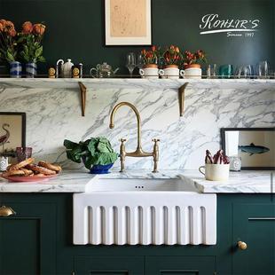 Farmhouse sink美式厨房陶瓷水槽前置开 放式半嵌入式单水槽洗菜