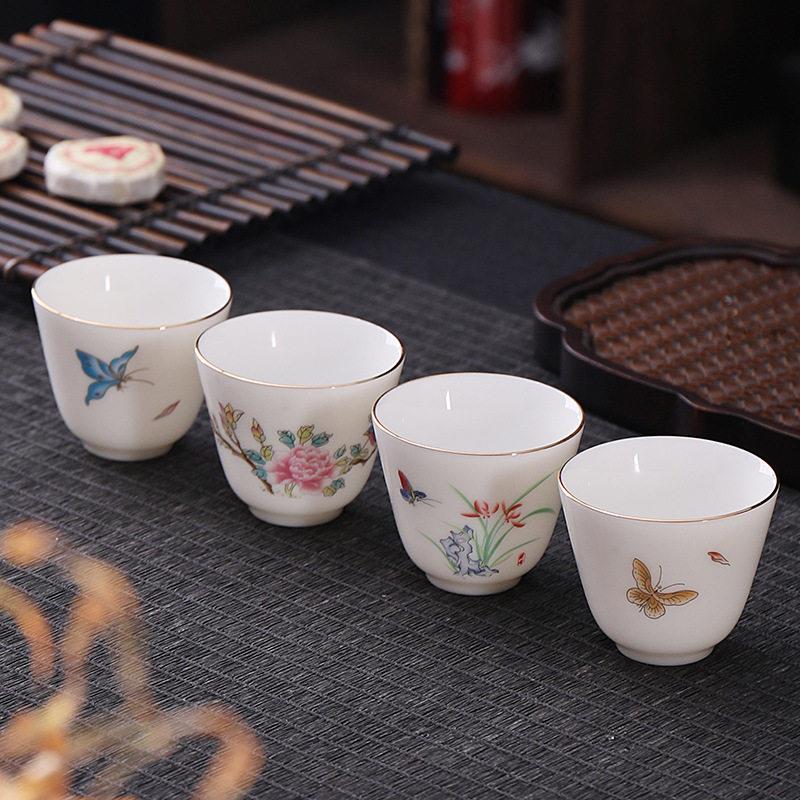 景德镇正品羊脂玉功夫茶杯白瓷主人杯喝茶小杯子陶瓷单杯品茗杯四