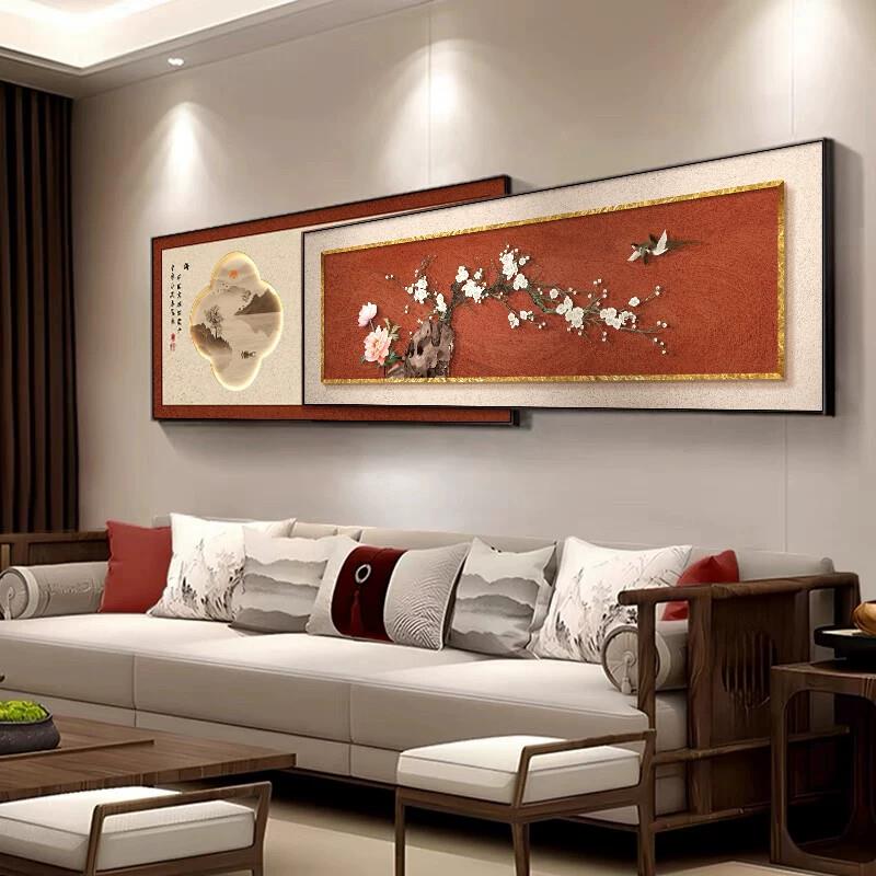 喜上眉梢客厅装饰画寓意好百福图沙发背景墙挂画叠加喜庆花鸟壁画